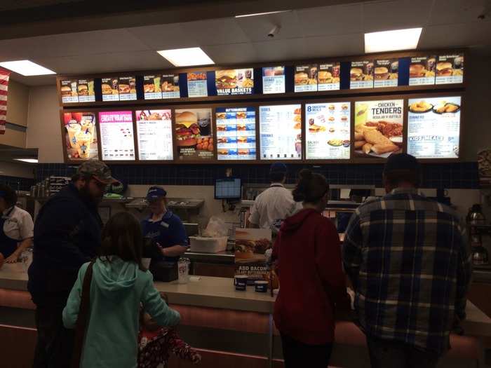 We went around 4:30 p.m. on a rainy day, and the place was already packed for the evening. The menu board greeted us with a host of options from frozen treats to full meals, called "baskets," that came with drinks and a side.