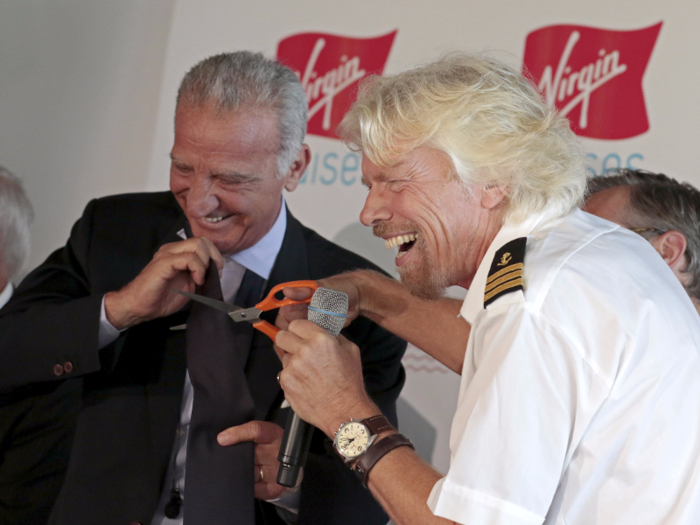 In fact, his famous hatred of ties has prompted Branson to snip them off peoples