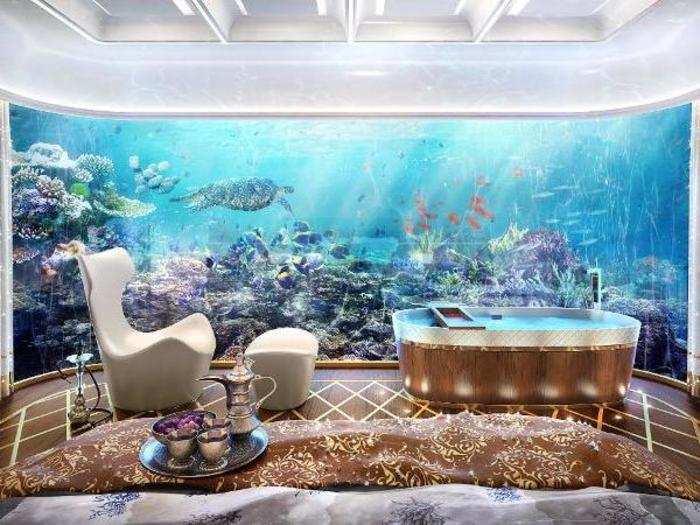 The underwater views are just as impressive, with marine life on full display in the master bedroom.