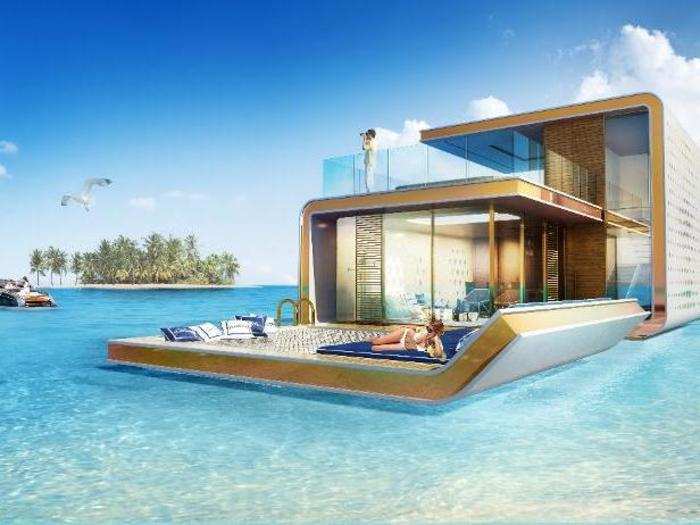 The floating homes will have a massive floating bed as well as an observation deck above water.