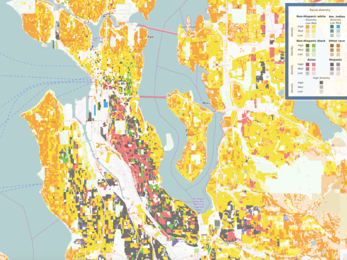 But by 2010, parts south of downtown Seattle had become much more diverse.