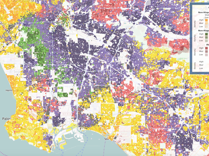 About 400 miles south, Malibu and Santa Monica, California, white populations are more likely to live on the coast.