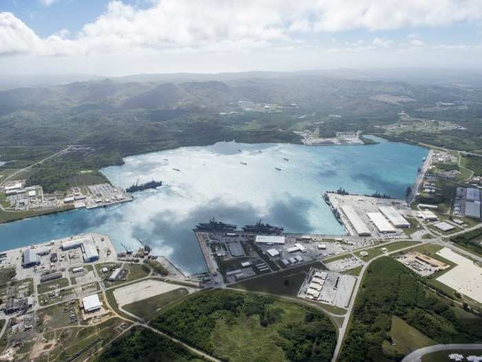 Joint Region Marianas, in addition to Andersen Air Force Base, also includes Naval Base Guam, which is pictured below.