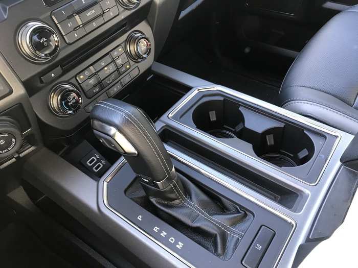 The F-150 has a large center stack and console, and this carries over to the Raptor. To be honest, those cupholders seem sort of modest in the grand scheme of things