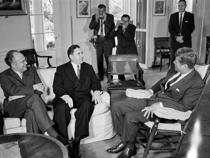 Soviet Foreign Minister Andrei Gromyko visited Kennedy in the White House on Oct. 18, claiming that the Soviet aid to Cuba did not pose a threat to the US and was merely defensive