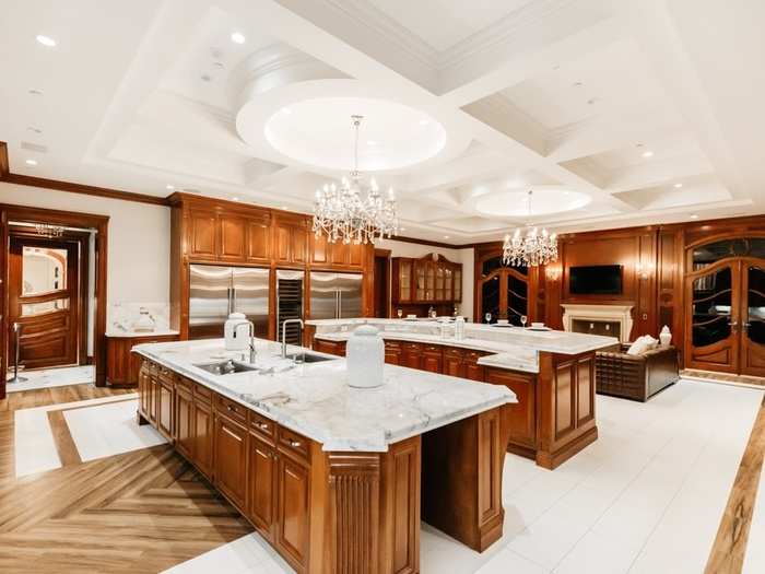 Marble countertops abound.