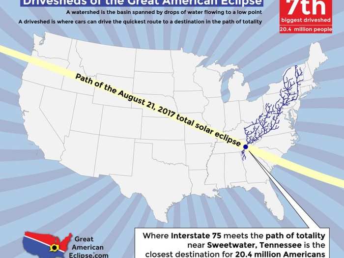 7. Sweetwater, Tennessee — 20.4 million people in range