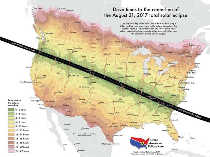 The maps are based on another analysis he did, which shows how close Americans are to the path of totality, and how long it