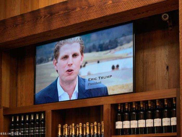 Videos promoting the winery — especially as a wedding venue — played on loop above the counter. Eric Trump, who runs the winery, was prominently featured. However, Eric excluded, talk of politics was avoided.