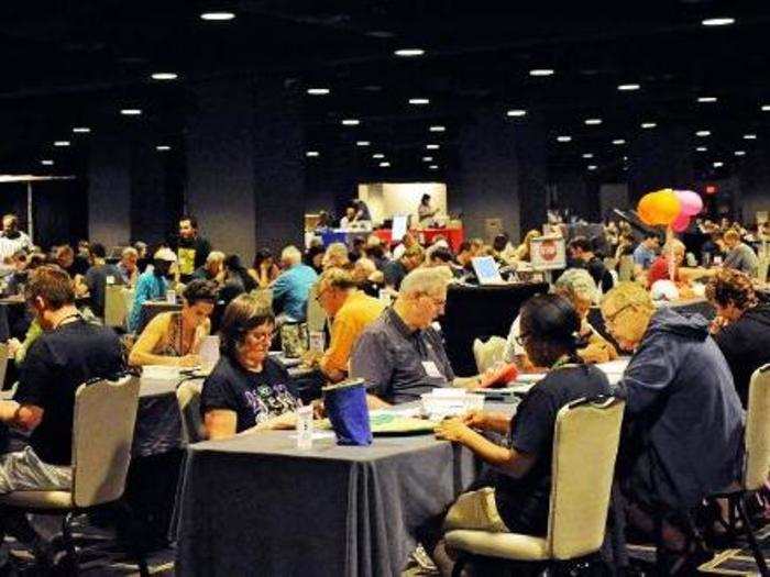 The tournament playing room was a scene to behold. Most of the nearly 400 players hailed from the US and Canada, but some traveled from countries as far away as Thailand and New Zealand.