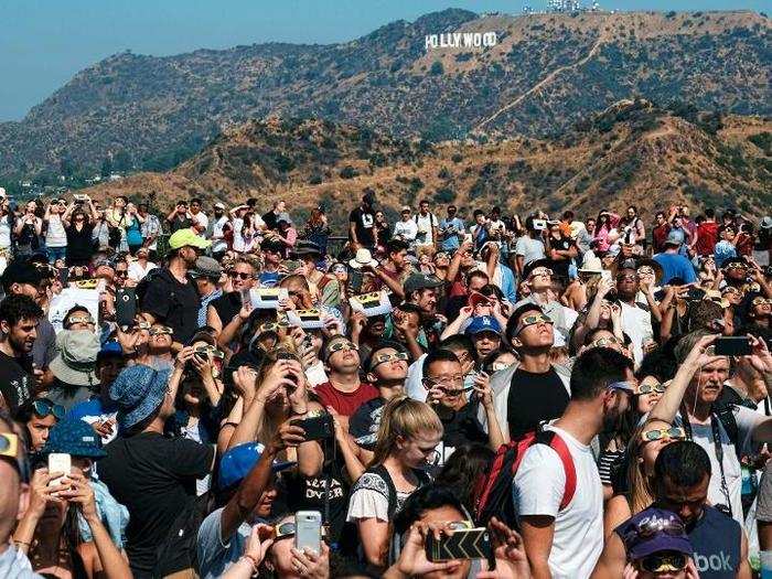 The Griffith Observatory was the place to be for eclipse-watching in Los Angeles.