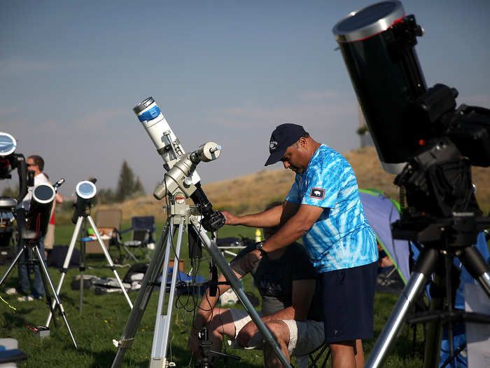 In Casper, Wyoming, people came prepared with telescopes for a better look.