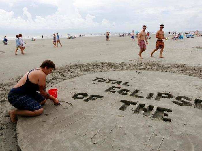 The city hosted a beach party, titled "Get Eclipsed on IOP [Isle of Palms]."