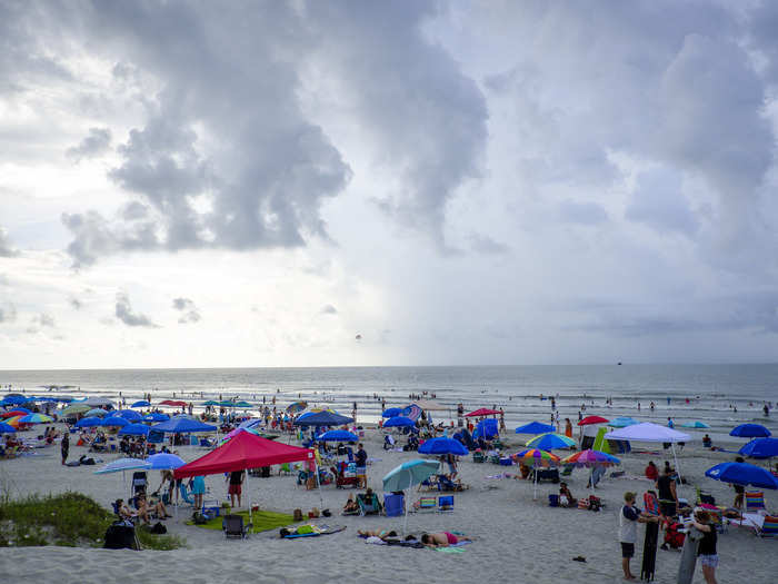 Eclipse-watchers came early to a beach in Isle of Palms, South Carolina. It