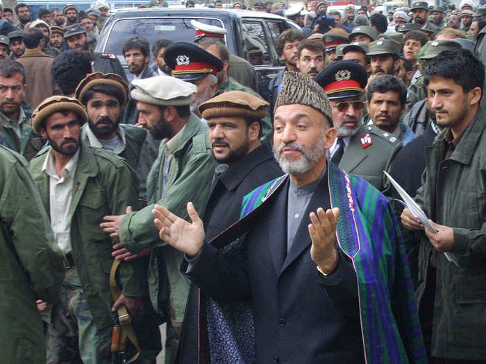 An interim government was formed by late December 2001. Hamid Karzai was sworn in as interim administration head on December 22.