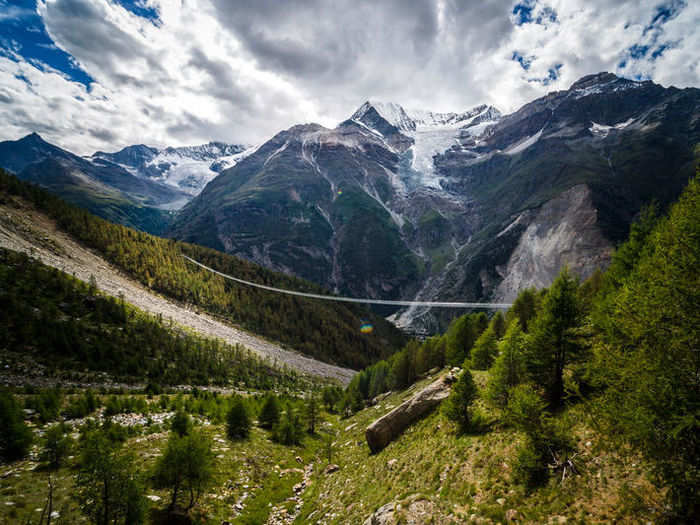 Located in the Swiss Alps, the Charles Kuonen Suspension Bridge connects two towns, Zermatt and Grächen.