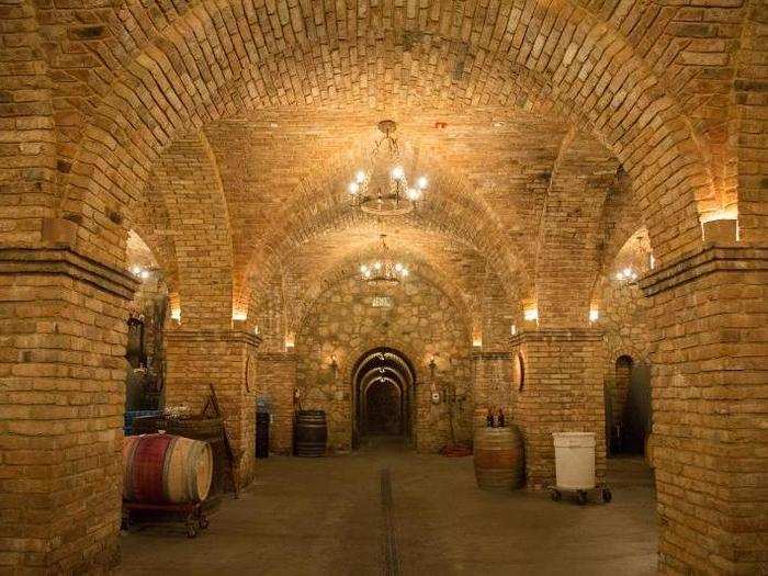 At last we arrived in the grand barrel cellar, the crown jewel of Castello di Amorosa. The 12,000-square-foot room took two years to build, largely because of its vaulted ceilings.