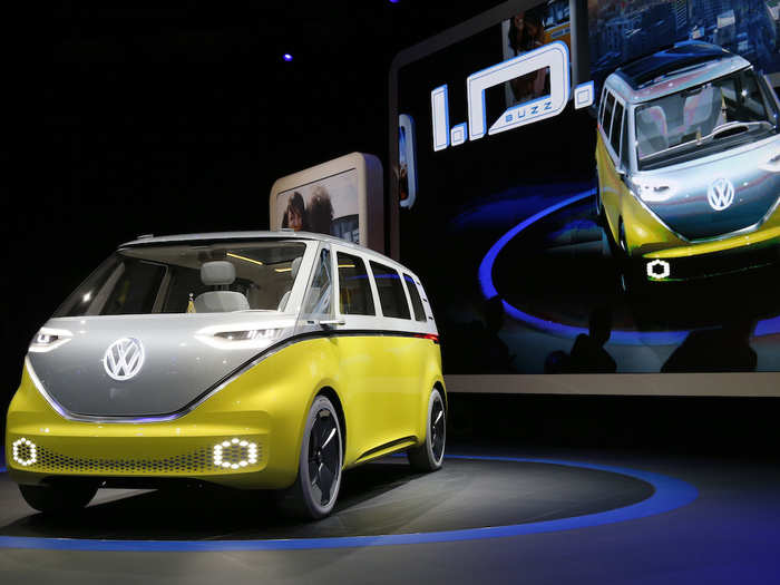 7. Volkswagen unveiled a high-tech version of its classic microbus. The electric, revamped Hippiemobile can drive 270 miles on a single charge.