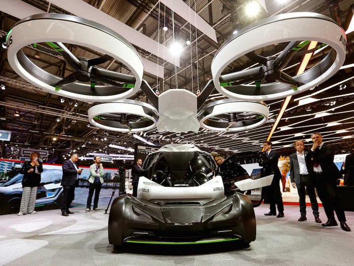 1. Airbus got creative with its latest concept car: an electric two-seater that can be airlifted by a drone. Called the Pop.Up System, the car has a range of 100 kilometers (62 miles).