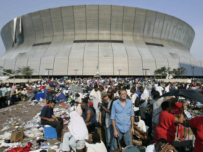 Thousands of Katrina victims fled to the Superdome in New Orleans for refuge.