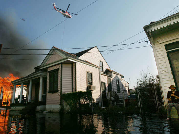 Though Katrina caused flooding in New Orleans, winds and fires brought the most destruction. The storm produced an average of 5 to 10 inches of rainfall in a 48-hour period.