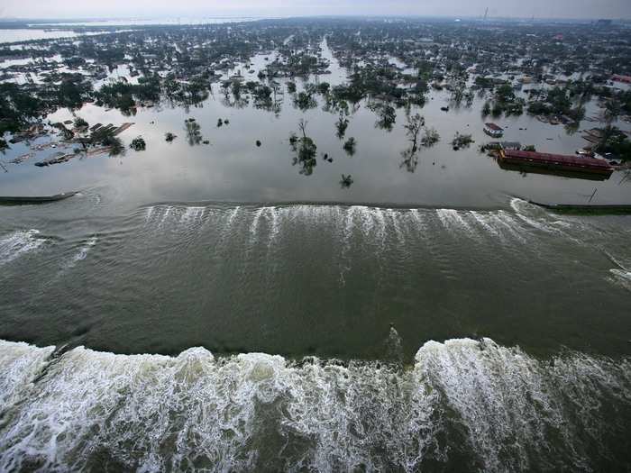 At the time Katrina hit, New Orleans had a system of dams and waterways to protect against flooding. As seen below, the city