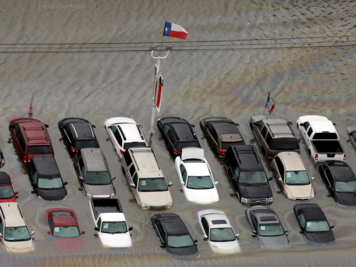 The Addicks Reservoir, which was built in the 1940s to prevent flooding in downtown Houston, started spilling over on Tuesday morning for the first time in its history.