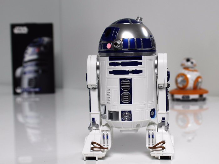 Sphero is also launching a $179 R2-D2, also controlled with your phone. It can emote, too, including a cute little routine where it shakes and falls over like a Jawa shocked it.