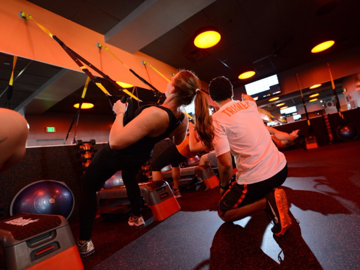 The other half of the class is spent on rowers and on the floor, where you