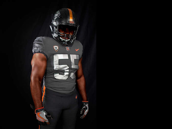 Oregon State has a new "11 Strong" uniform combination featuring black and grey.