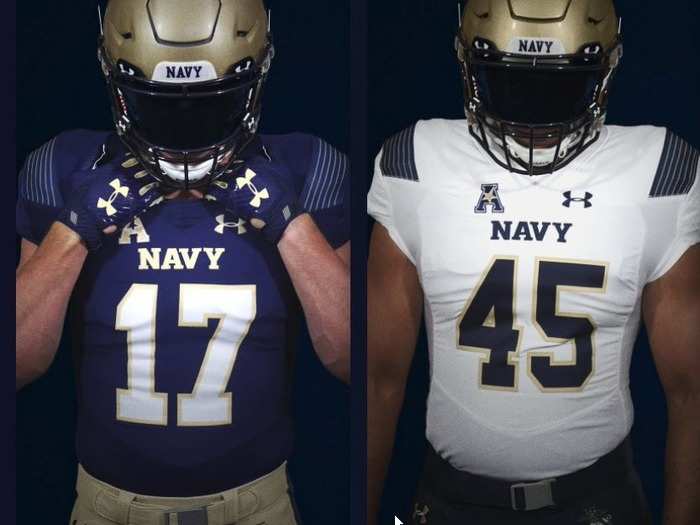 The Naval Academy has new uniforms. The 6 stripes on the shoulders represent the 6 Naval fleets.