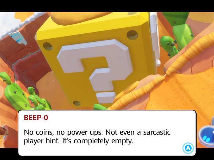 In fact, many of the typical Mario tropes are exploited for comical means in "Mario + Rabbids: Kingdom Battle." Like this massive question mark block here: