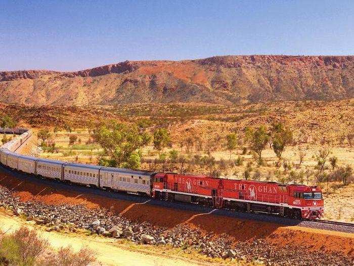 The Ghan takes riders through the fiery red center of Australia, offering access to the dramatic scenery and indigenous sites that are off-limits by other modes of transit.