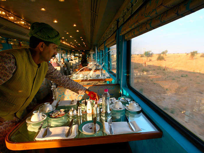 Royal Rajasthan on Wheels is a luxury resort aboard a train — complete with a spa — that takes riders past India