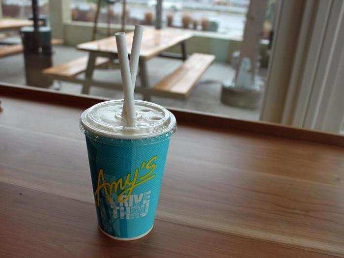 Even the straws were made from paper. Ours did become a tad soggy, but it held up fine to the thick milkshake inside.