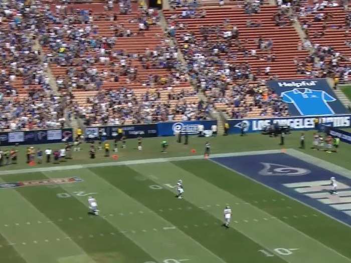 And here is a shot of the crowd at the Rams game during the opening kickoff.