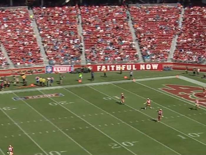 A couple of NFL teams had trouble filling their stadiums on opening weekend, including the 49ers, as this image early in the third quarter shows.