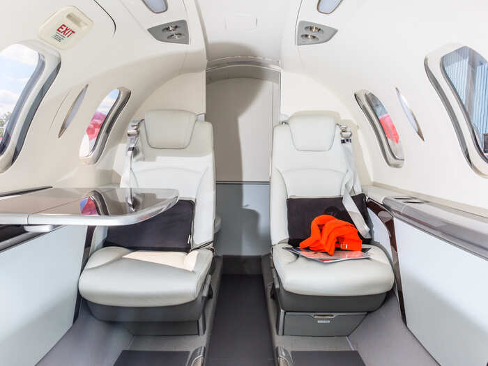 The HondaJet can seat four passengers comfortably.