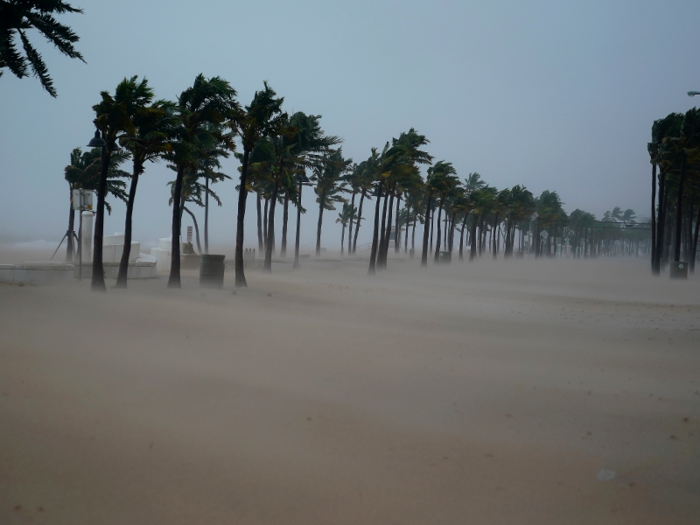 Sand from Fort Lauderdale Beach swept onto the nearby boulevard.