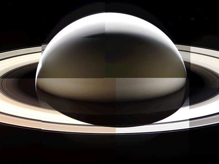 Spilker said that NASA will merge many images of Saturn into one large, detailed, and final portrait of the planet. With a quick collage, it looks like this ...