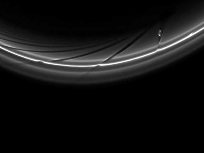 The gravity of Prometheus — a small, potato-shaped moon lurking in Saturn