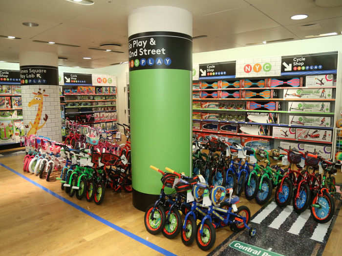 Downstairs, there were some outdoor toys and bikes for children, with a small track for testing.