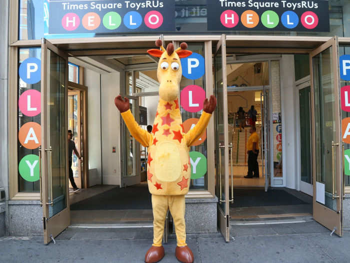 The temporary Toys R Us in Times Square is located in the famous Knickerbocker Building.