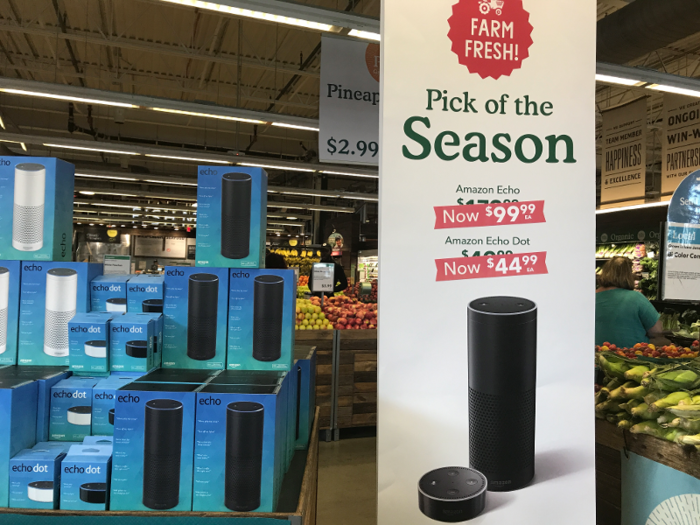 The grocery stores are now selling Amazon Echos and Echo Dots.