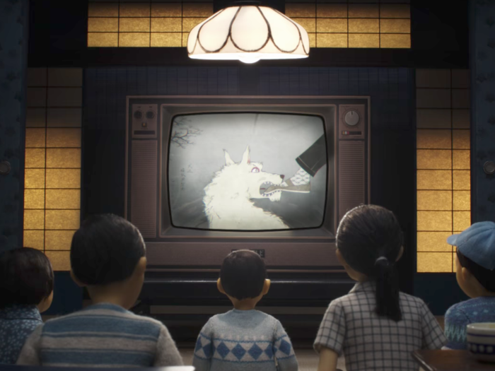 Ads for "dog flu" are shown on television.