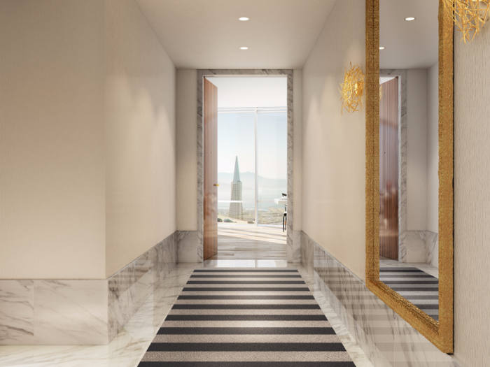 A full-floor, 6,941-square foot penthouse tops off the building. At $43 million, its asking price makes it the most expensive listing in San Francisco, according to Zillow.