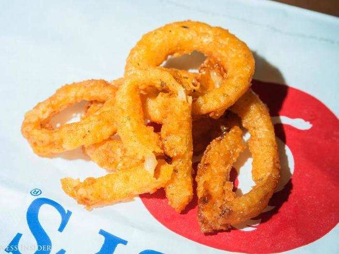 The onion rings are forgettable but decent. Nothing wrong, but nothing great.