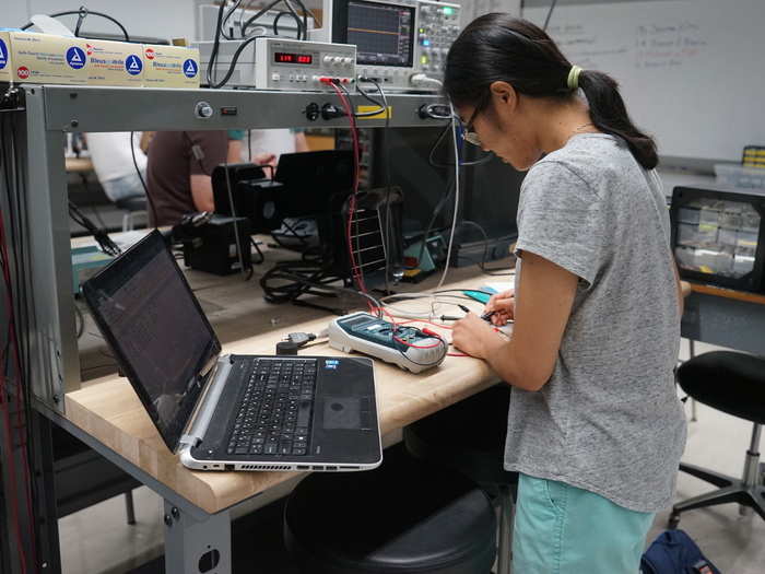 Finally, we checked out an underwater robotics lab in the engineering building, where freshmen in an introductory engineering course were working through a hands-on practicum.