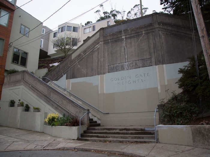 But three people hardly make for a reliable survey. On my way out, I discovered a stone wall at the bottom of the hill that proudly bore the name "Golden Gate Heights."