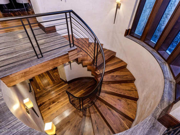 ... and a spiral walnut staircase.